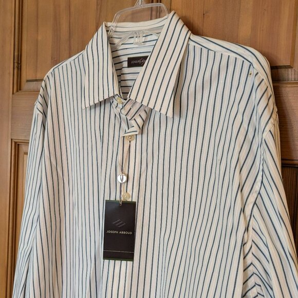 White Joseph Abboud button down cotton shirt with blue stripes size XL NWT - Picture 1 of 6